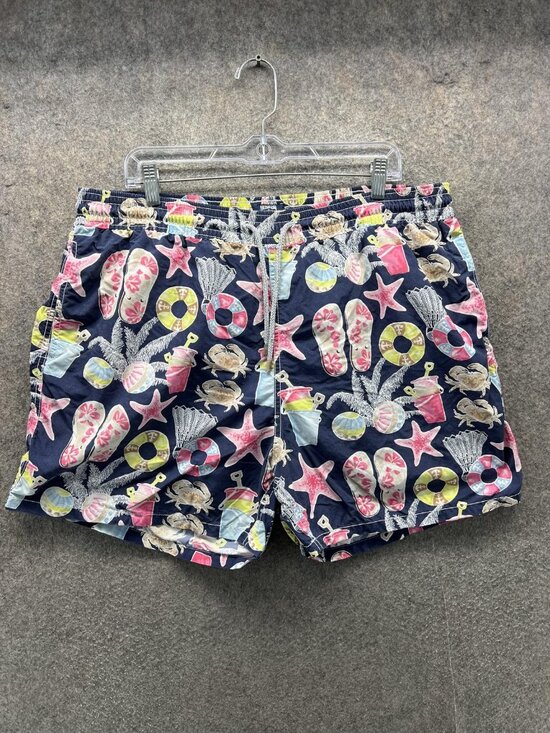 Vilebrequin Swim Trunks Mens 3XL Blue Crab Starfish Print Mesh Lined Drawstring main image 12